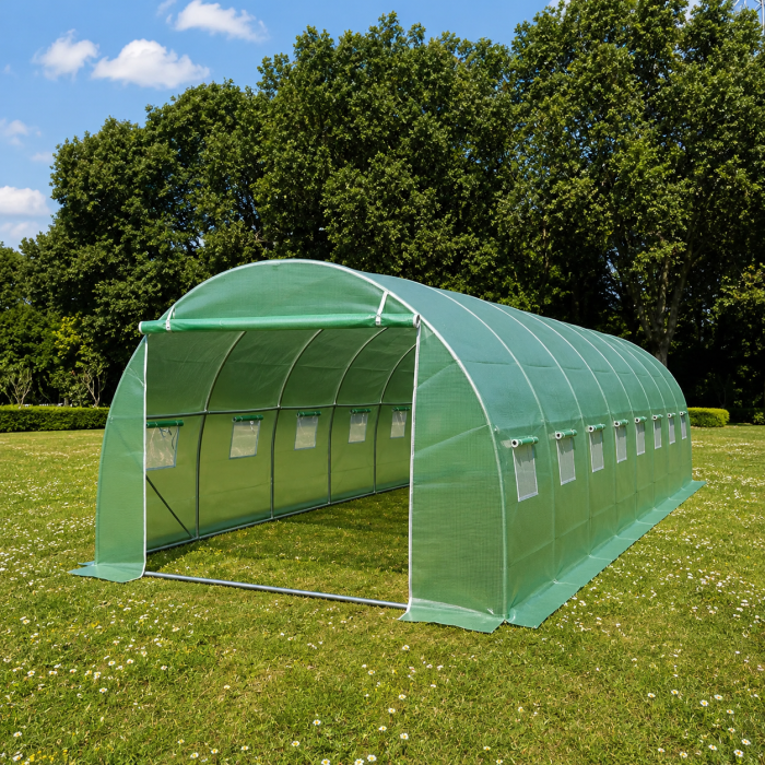 Теплиця садова посилена Primaveo 40 м² (10 × 4 × 2 м) 16 вікон, армована плівка UV-4, оцинкований каркас 25 мм (Зелена) (G1352) - изображение 2