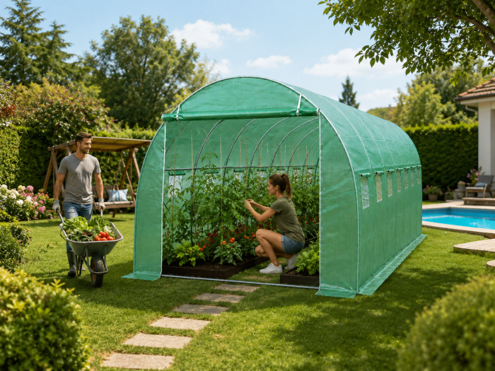 Теплиця садова посилена Primaveo 40 м² (10 × 4 × 2 м) 16 вікон, армована плівка UV-4, оцинкований каркас 25 мм (Зелена) (G1352) - изображение 10