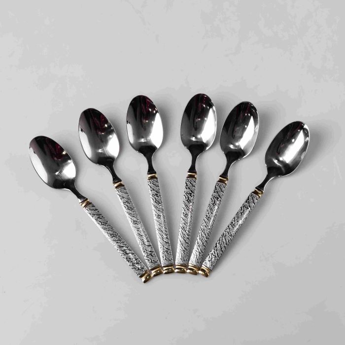 Набір чайних ложок 6 штук із нержавіючої сталі 14.5 см ложки десертні глянцеве полірування столові прилади HP-16978-07 (HP-16978-07) - изображение 1