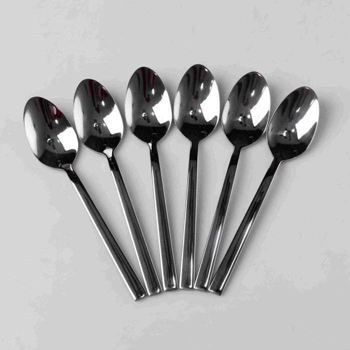 Набір чайних ложок 6 штук із нержавіючої сталі 14.5 см сріблясті ложки чайні посуд нержавійка десерт кава HP-16978-18 (HP-16978-18) - изображение 1