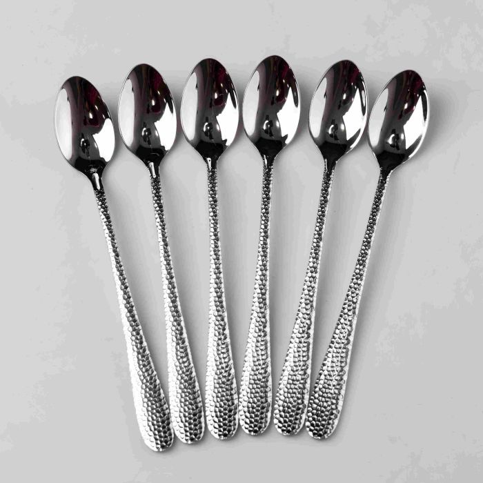 Набір ложок для латте 6 штук з нержавіючої сталі 19 см ложки десертні глянцеві столові прилади HP-16978-08 (HP-16978-08) - изображение 1