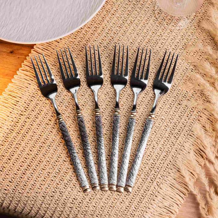 Набір столових виделок 6 штук з нержавіючої сталі 21 см вилки кухонні столові прилади класичний стиль HP-16978-06 (HP-16978-06) - изображение 2