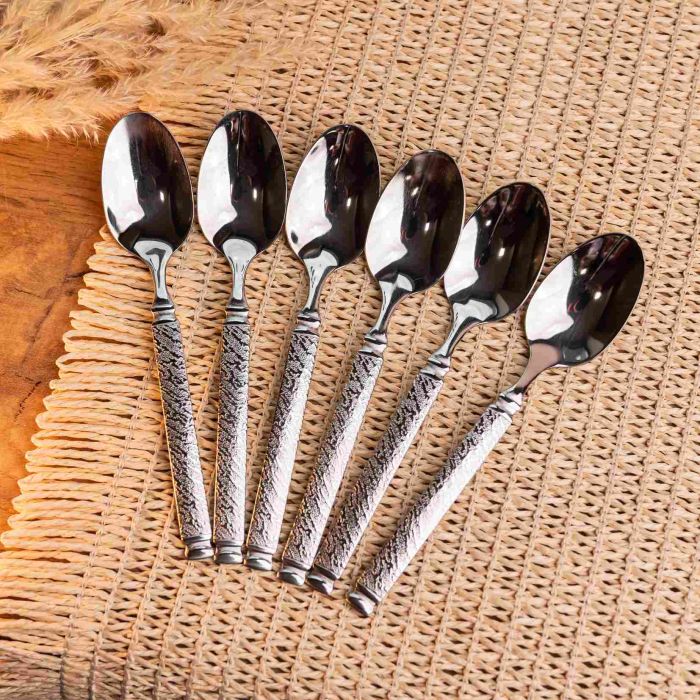 Набір чайних ложок 6 штук із нержавіючої сталі 14.5 см ложки чайні посуд нержавійка десерт кава HP-16978-12 (HP-16978-12) - изображение 2