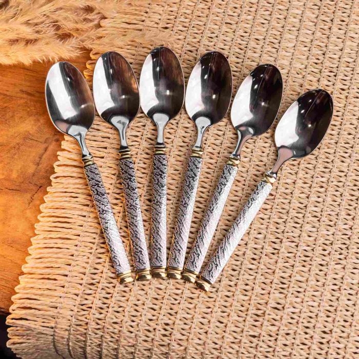 Набір чайних ложок 6 штук із нержавіючої сталі 14.5 см ложки десертні глянцеве полірування столові прилади HP-16978-07 (HP-16978-07) - изображение 3