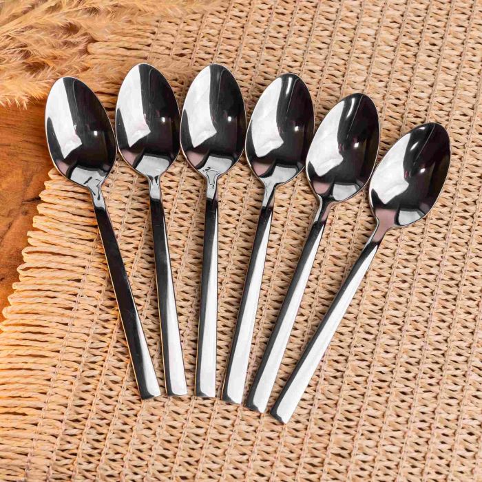 Набір чайних ложок 6 штук із нержавіючої сталі 14.5 см сріблясті ложки чайні посуд нержавійка десерт кава HP-16978-18 (HP-16978-18) - изображение 4