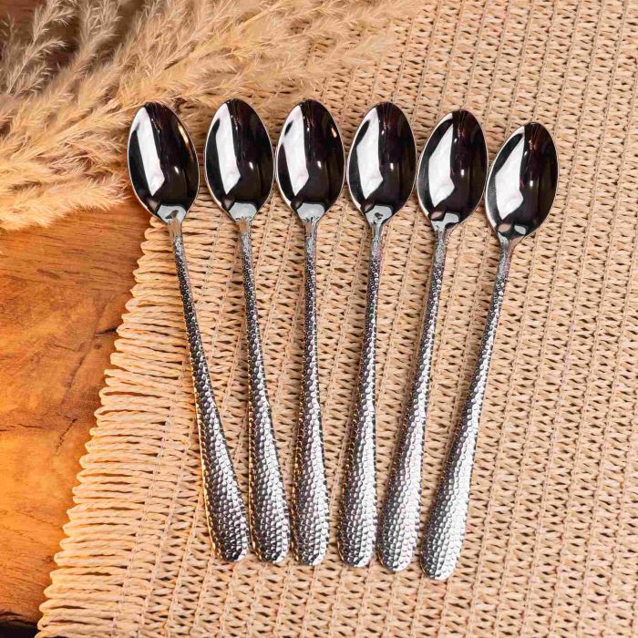 Набір ложок для латте 6 штук з нержавіючої сталі 19 см ложки десертні глянцеві столові прилади HP-16978-08 (HP-16978-08) - изображение 2