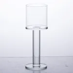 Підсвічник скляний на ніжці 6×16 см підсвічник келих декоративний прозорий (HP-4-38M)