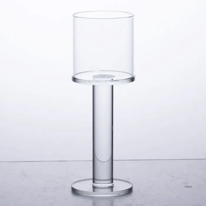 Підсвічник скляний на ніжці 6×16 см підсвічник келих декоративний прозорий (HP-4-38M) - изображение 1