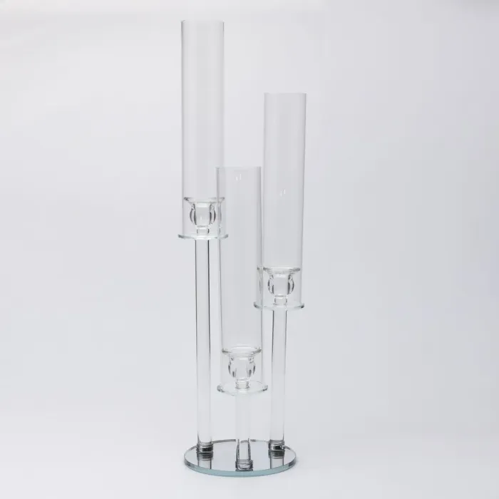 Підсвічник скляний на високій ніжці 72.5 см підсвічник келих Ø16 см декоративний прозорий прозорий (HP-4-63) - изображение 1