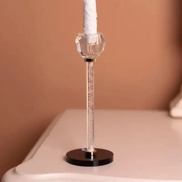 Скляний свічник Crystal Pillar 22см на стіл високий декоративний HP-7-26 (HP-7-26) - зображення 2