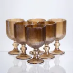 Набір келихів для вина 6 штук по 240 мл ребристих із товстого скла коричневий HP-19-224 (HP-19-224)