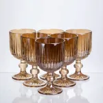 Набір келихів для вина 6 штук по 220 мл із товстого скла бурштиновий HP-19-246 (HP-19-246)