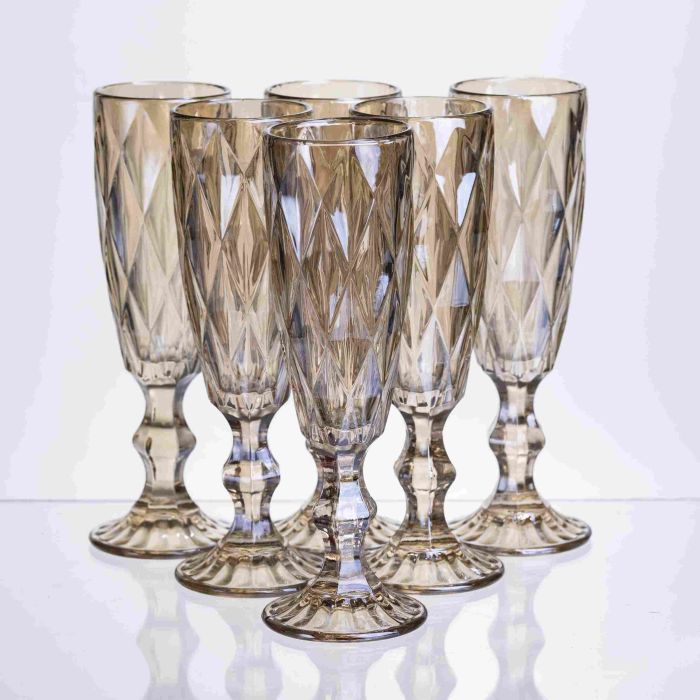 Набір келихів для шампанського Citrine 6 штук по 180 мл HP-19-280 прозорий келих для напоїв ігристих вин легких коктейлів (HP-19-280) - зображення 1