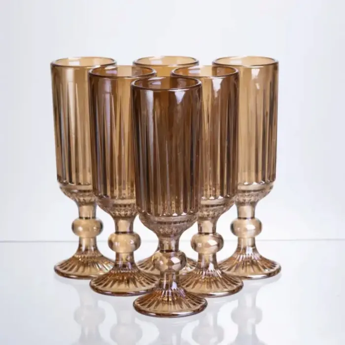 Набір келихів для шампанського 6 штук по 160 мл бурштиновий HP-19-244 (HP-19-244) - зображення 1