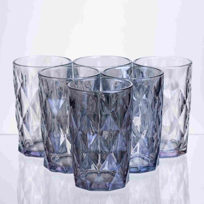 Набір склянок Diamond Blue 6 штук по 300 мл HP-19-276 скляних прозорих склянка для напоїв лимонадів та газованки (HP-19-276) - изображение 1