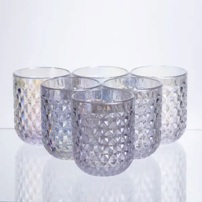 Набір склянок 6 штук по 250 мл із товстогого скла рельєфні rainbow HP-19-256 (HP-19-256) - зображення 1