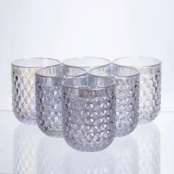 Набір склянок 6 штук по 250 мл із товстогого скла рельєфні rainbow HP-19-256 (HP-19-256) - зображення 1