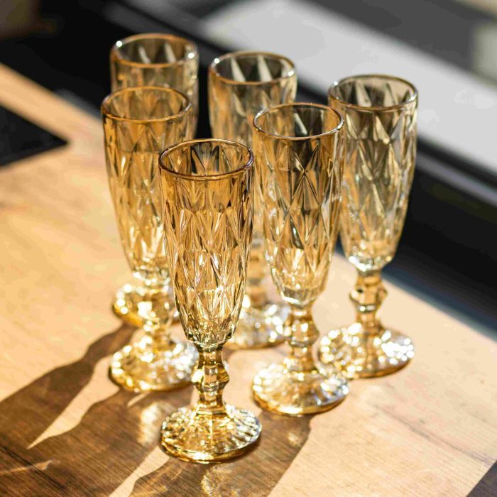 Набір келихів для шампанського Citrine 6 штук по 180 мл HP-19-280 прозорий келих для напоїв ігристих вин легких коктейлів (HP-19-280) - зображення 3