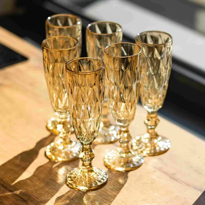 Набір келихів для шампанського Citrine 6 штук по 180 мл HP-19-280 прозорий келих для напоїв ігристих вин легких коктейлів (HP-19-280) - зображення 3