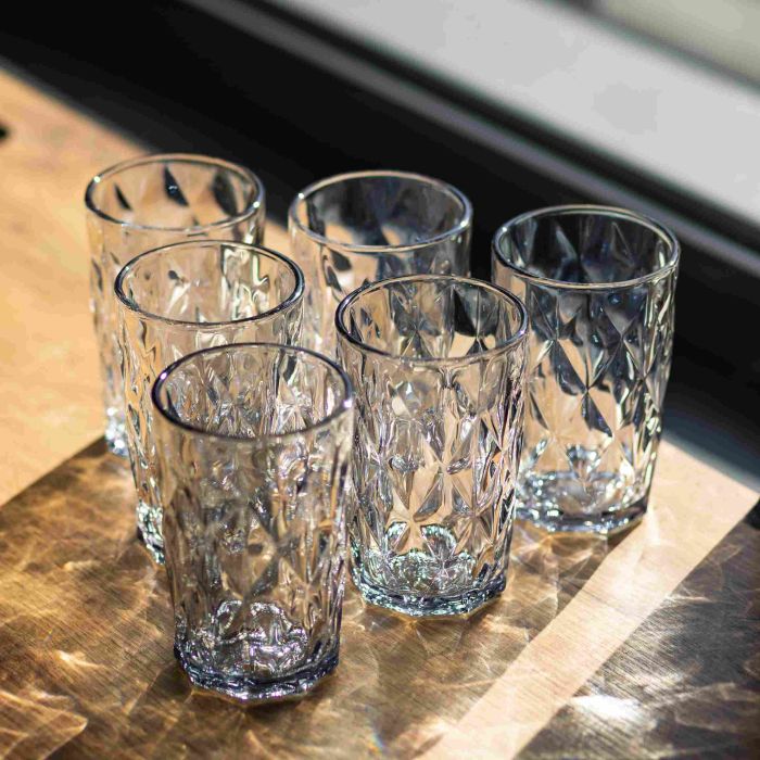 Набір склянок Diamond Blue 6 штук по 300 мл HP-19-276 скляних прозорих склянка для напоїв лимонадів та газованки (HP-19-276) - изображение 3