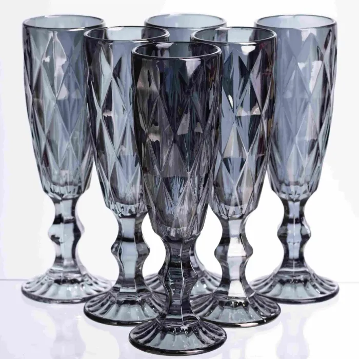 Набір келихів для шампанського Fractal 6 штук по 180 мл HP-19-268 прозорий келих для напоїв ігристого вина (HP-19-268) - зображення 1