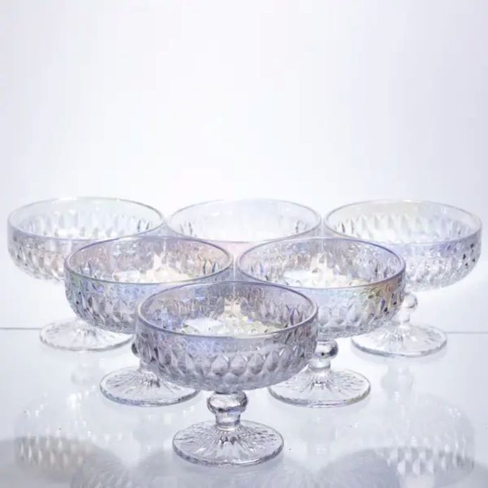 Набір креманок на ніжці 6 штук із товстого скла rainbow HP-19-257 (HP-19-257) - зображення 1