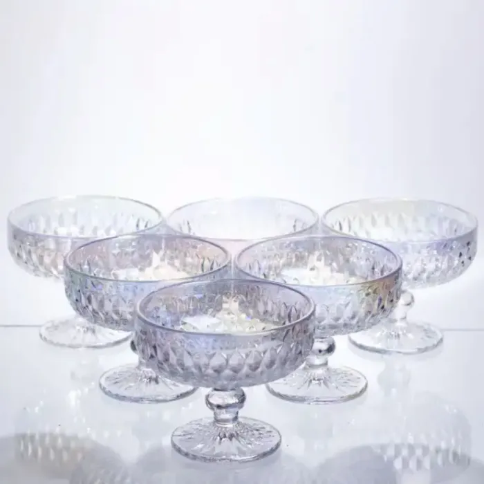 Набір креманок на ніжці 6 штук із товстого скла rainbow HP-19-257 (HP-19-257) - зображення 1