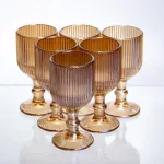 Набір чарок для міцних напоїв 6 штук по 50 мл ребристих із товстого скла коричневий HP-19-221 (HP-19-221)