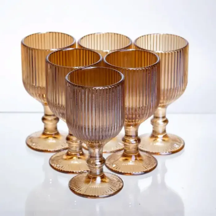 Набір чарок для міцних напоїв 6 штук по 50 мл ребристих із товстого скла коричневий HP-19-221 (HP-19-221) - зображення 1