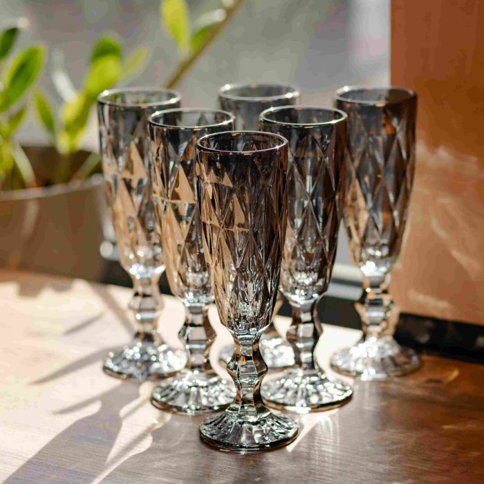 Набір келихів для шампанського Fractal 6 штук по 180 мл HP-19-268 прозорий келих для напоїв ігристого вина (HP-19-268) - изображение 2