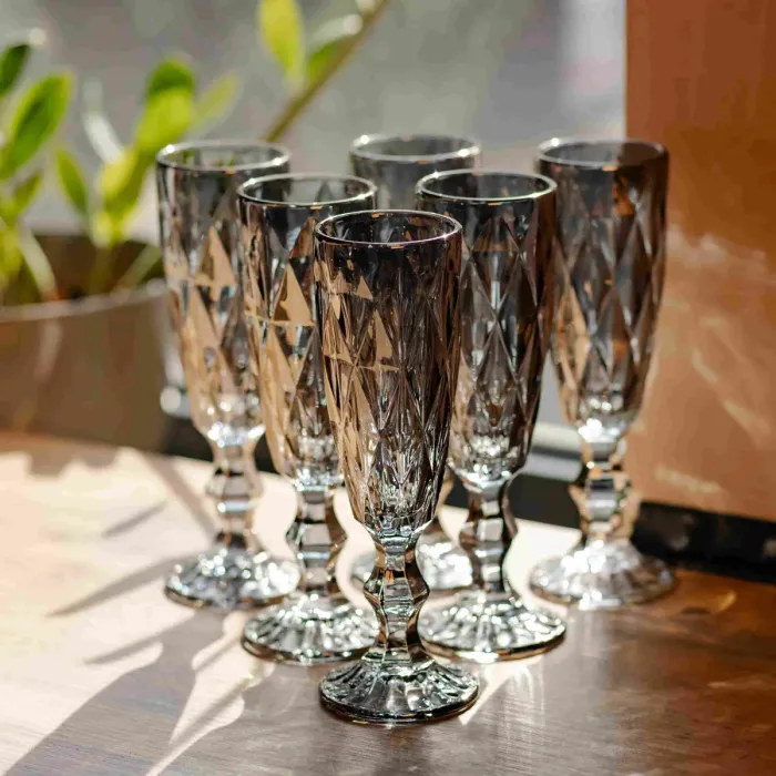 Набір келихів для шампанського Fractal 6 штук по 180 мл HP-19-268 прозорий келих для напоїв ігристого вина (HP-19-268) - зображення 2