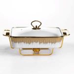 Мармітниця порцелянова 1.5 л на золотистій підставці з підігрівом 35.5х19х15.5 смML-860-13 (ML-860-13)