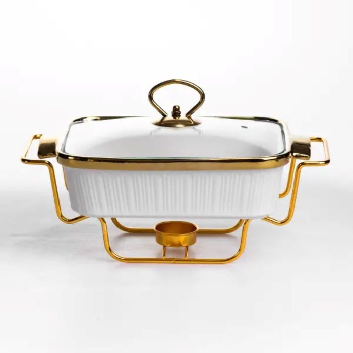 Мармітниця порцелянова 1 л на підставці з підігрівом 31х16х11 см білий ML850-11 (ML850-11) - изображение 1