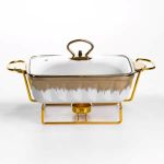 Мармітниця порцелянова 1 л прямокутна на металевій підставці 31х16х11 см ML789-11 (ML789-11)