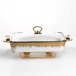 Мармітниця порцелянова 2 л на золотистій підставці з підігрівом 40х22.5х15.5 см ML-860-15 (ML-860-15)