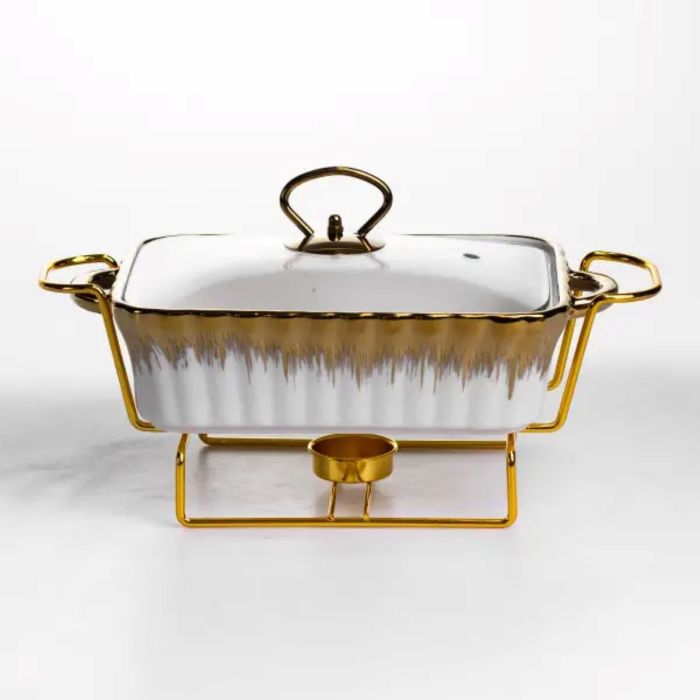 Мармітниця порцелянова 1 л прямокутна зі скляною кришкою 31х16х11 см ML525-11 (ML525-11) - изображение 1