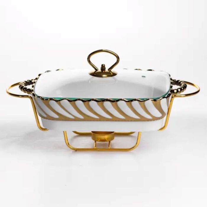 Мармітниця порцелянова Tiffany 1 л на металевій підставці з підігрівом 28х23х7 см SG-428-11 (SG-428-11) - изображение 1