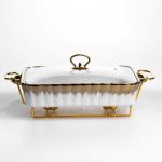 Мармітниця порцелянова 2 л прямокутна зі скляною кришкою 40х22.5х15.5 см ML525-15 (ML525-15)