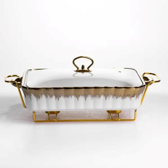 Мармітниця порцелянова 2 л прямокутна зі скляною кришкою 40х22.5х15.5 см ML525-15 (ML525-15) - изображение 1