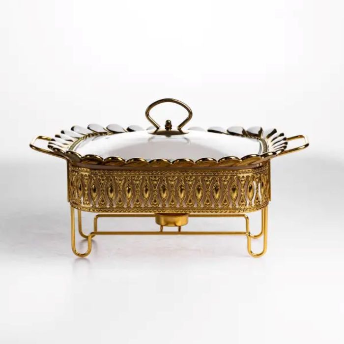 Мармітниця порцелянова Tiffany 1 л квадратна на металевій підставці з підігрівом 28х23х7 см SX42-1 (SX42-1) - изображение 1