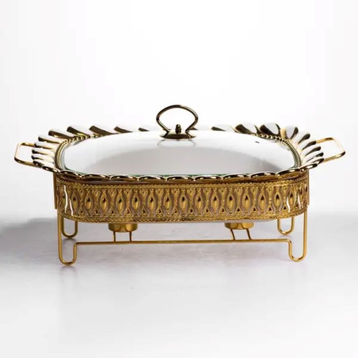 Мармітниця порцелянова Tiffany 2 л квадратна на металевій підставці 38х30х7 см SX42-3 (SX42-3) - изображение 1