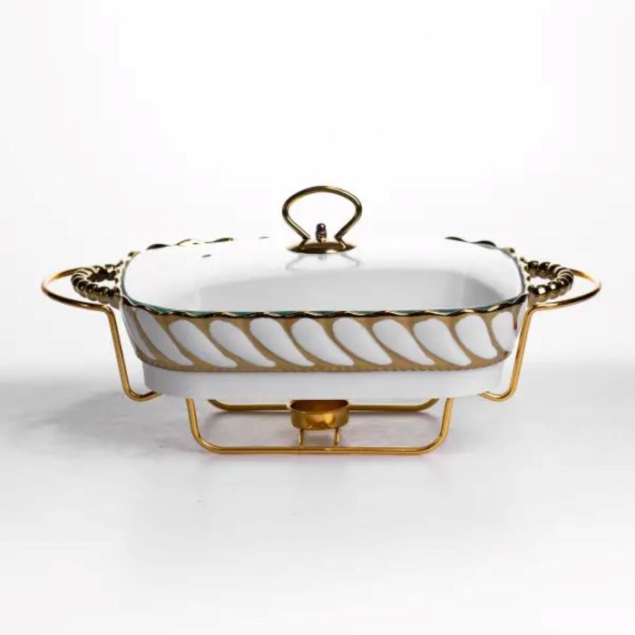 Мармітниця порцелянова Tiffany 1.5 л на металевій підставці з підігрівом 34х26х7 см SG-428-13 (SG-428-13) - изображение 1