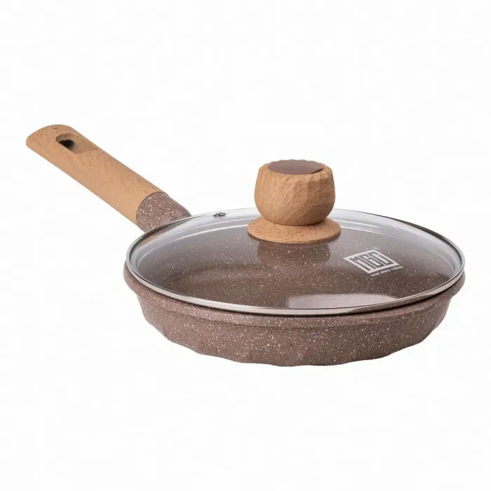 Сковорода MGC з кришкою 22 см з мармуровим антипригарним покриттям 1.4 л бежева (HP-4-422CO) - зображення 1