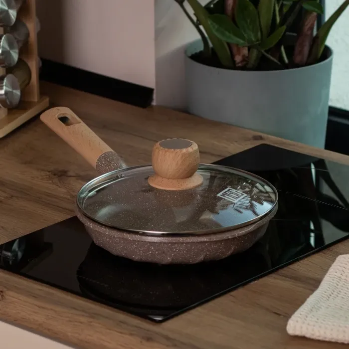 Сковорода MGC з кришкою 22 см з мармуровим антипригарним покриттям 1.4 л бежева (HP-4-422CO) - зображення 6