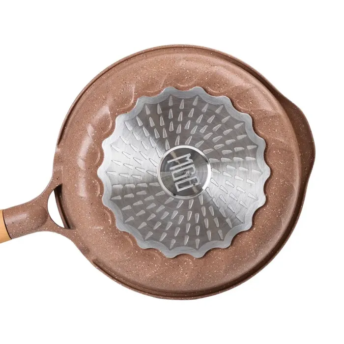 Сковорода MGC з кришкою 24 см з мармуровим антипригарним покриттям 1.8 л коричнева (HP-4-423CO) - зображення 3