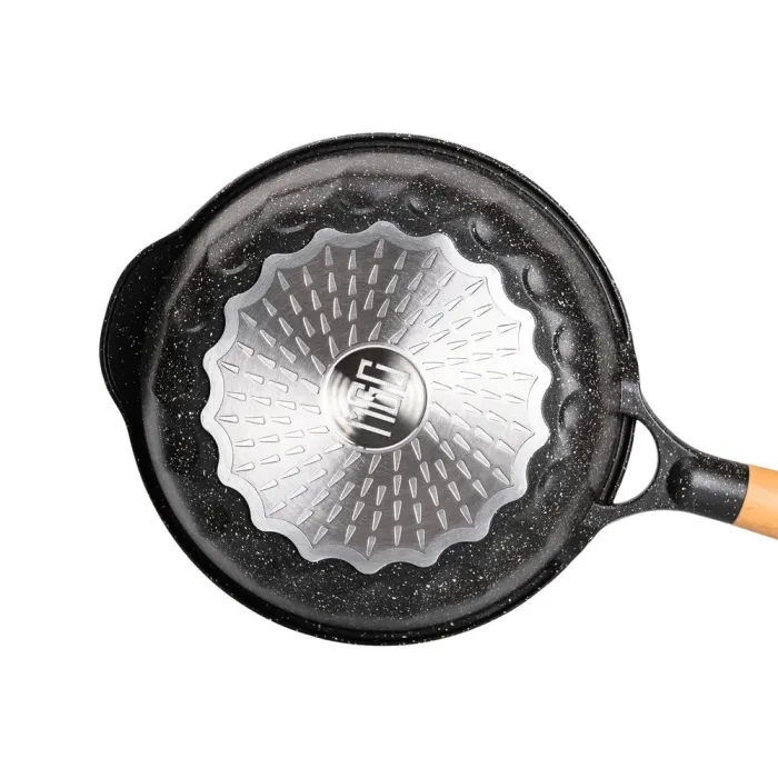 Алюминиевая кастрюля 2,7 л с мраморным антипригарным покрытием 24 см. Сотейник с толстым дном (HP-4-436B) - изображение 3