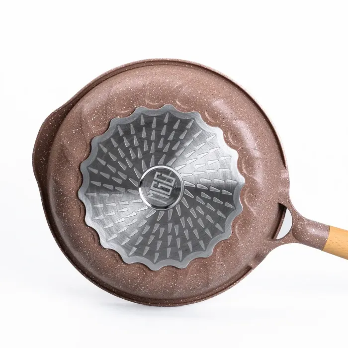 Сковорода MGC з кришкою 28 см з мармуровим антипригарним покриттям 2.8 л коричнева (HP-4-425CO) - зображення 3