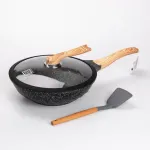 Сковорода ВОК MGC  з кришкою 30 см з мармуровим антипригарним покриттям 5,5 л чорна (HP-4-448)