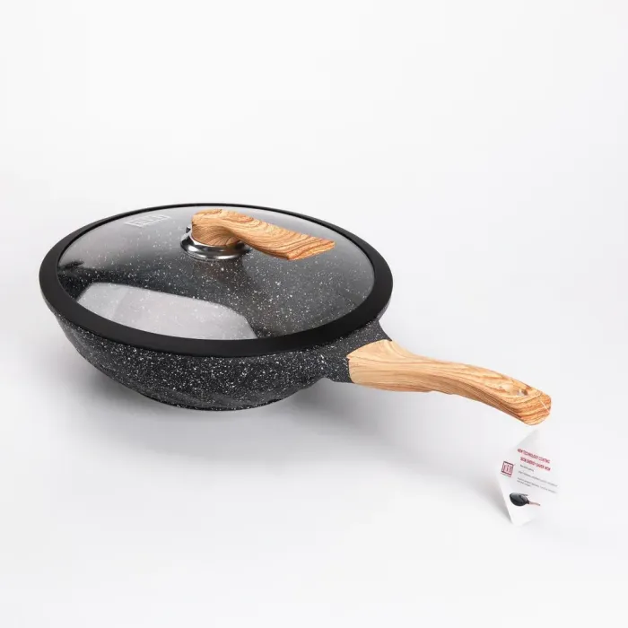 Сковорода ВОК MGC  з кришкою 30 см з мармуровим антипригарним покриттям 5,5 л чорна (HP-4-448) - зображення 4