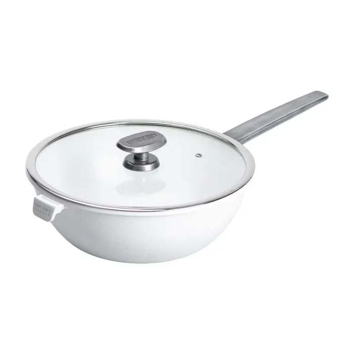 Сковорода WOK MGC з кришкою 30 см та керамічним антипригарним покриттям 6.5 л Біла (HP-4-460W) - зображення 1